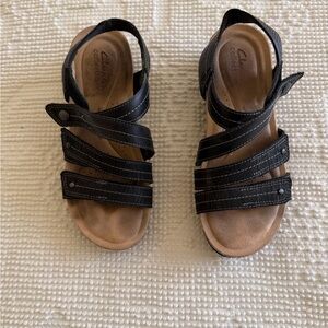 Clarks Black Strappy Comfort Sandals